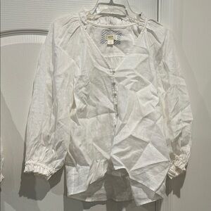Anthropologie Maeve White Blouse Small